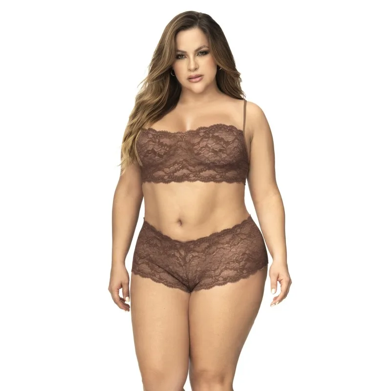 Lingerie en dentelle cacao grande taille - Aëlys