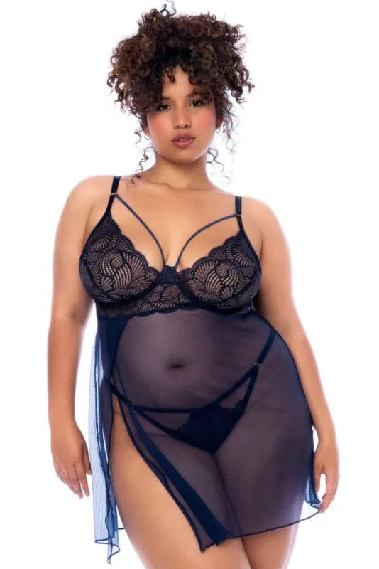 Nuisette grande taille framboise et bleu nuit – Lana