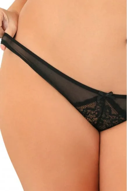 Tanga ouvert Elif grande taille avec dentelle raffinée